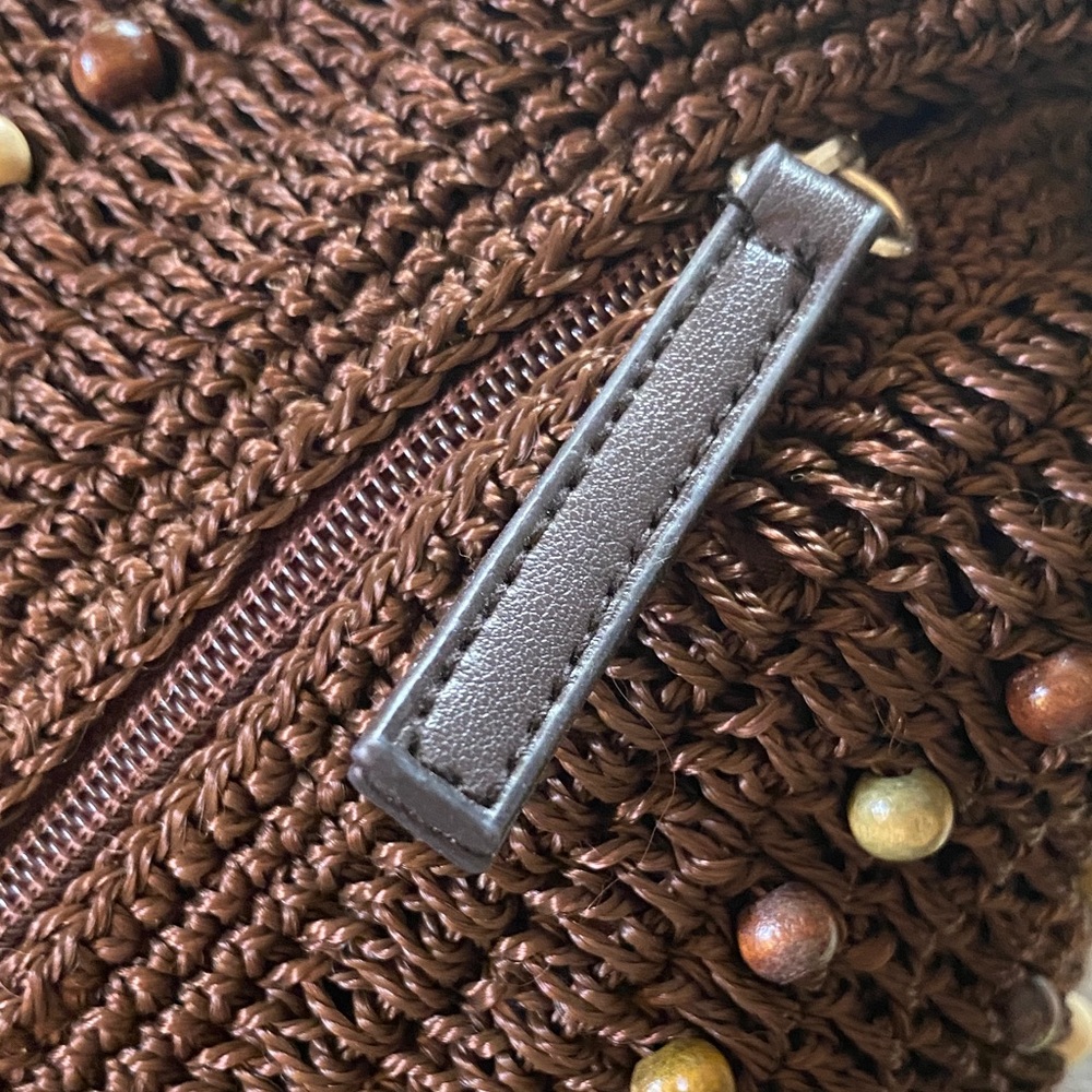 Chic Chocolate Brown Beaded Crocheted Slouchy Hobo Shoulder Bag, NWOT - Picture 8 of 14